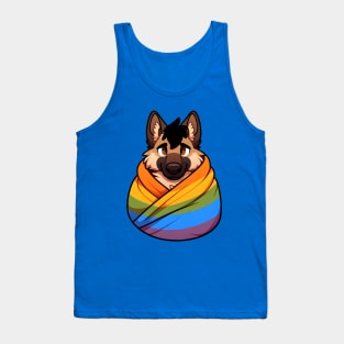 Comfy Womfy Furry Pride German Shepherd LGBTQ Rainbow Tank Top